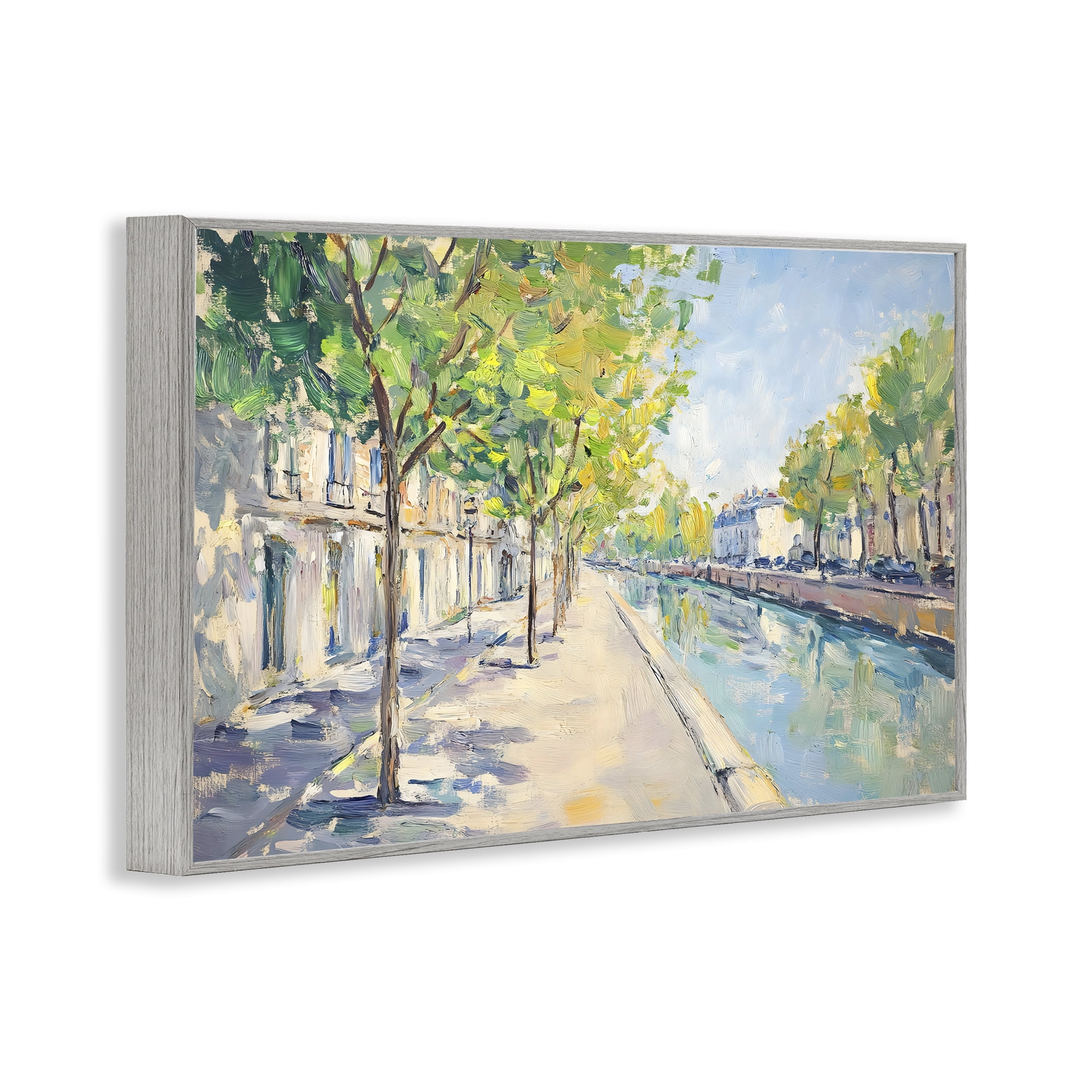Stupell Industries Montrouge Canal Promenade Gray Framed Giclee Art, design by Creative Studio