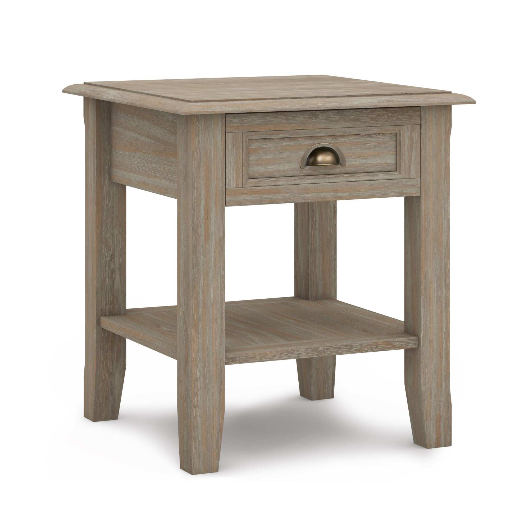 Brooklyn + Max Berkshire Solid Wood 18 inch Wide Square Traditional End Table in Distressed Grey