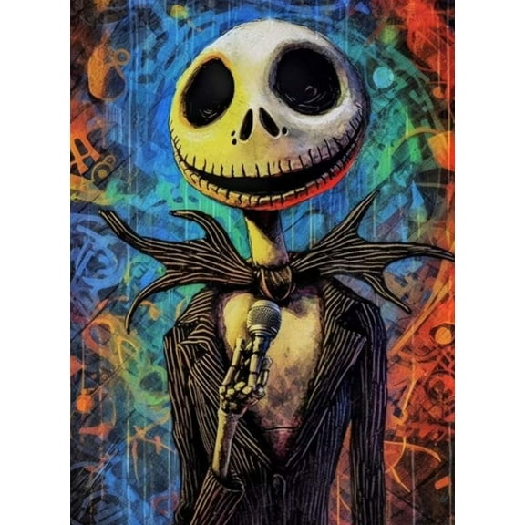 Jack Sally The Nightmare Before Christmas Skull DIY 5D Diamond Digital Painting Kit Crystal Rhinestone Embroidery Cross-stitch artwork Crafts Canvas wall decoration Birthday gift 12 X 16 inches