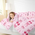 thumbnail image 3 of jejeloiu Pink Bowknot Cherries Twin Comforter Sets,Geometric Polka Dots Bedding Set For Girls Women Reversible 2pcs, 3 of 7