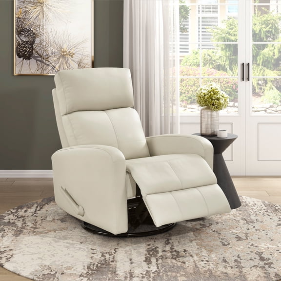 OakvillePark Bramblecrest Leather Match Swivel Glider Reclining Chair, Beige