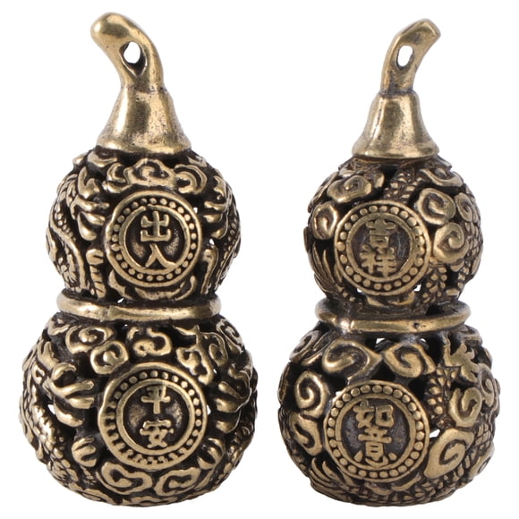 1 Set of 2PCS Solid Brass Gourd Key Ring Pendant Hanging Decor Gourd Hulu