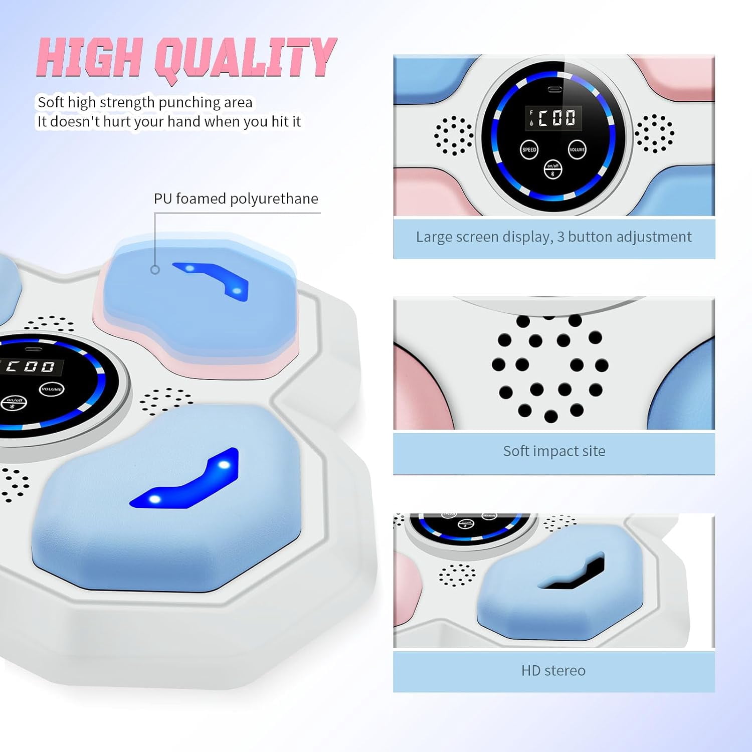 Music Boxing Machine forand Teens Adults, Trainer Equipment with Gloves, Wall-Mounted Boxing Music Workout Machine,Electronic Focus Training for Home,Office