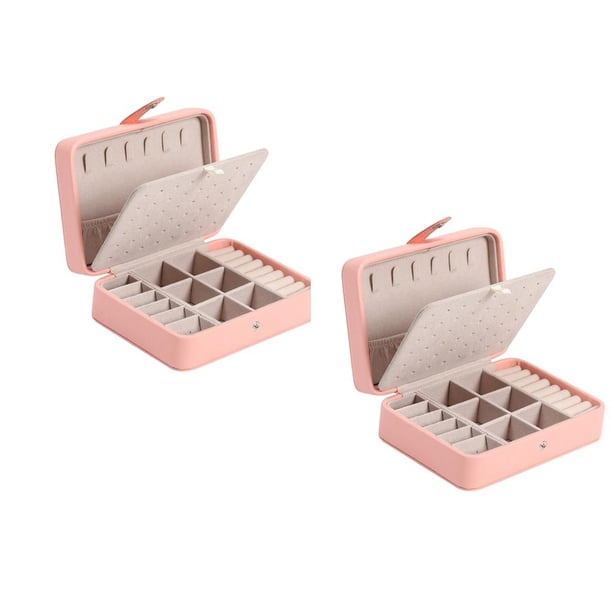 caja de almacenamiento de joyas,Pendientes portátiles Joyero de doble capa,Bolsa de estuche de almacenamiento de exhibición de viaje para el hogar clasificado,Joyero para niña Organizador