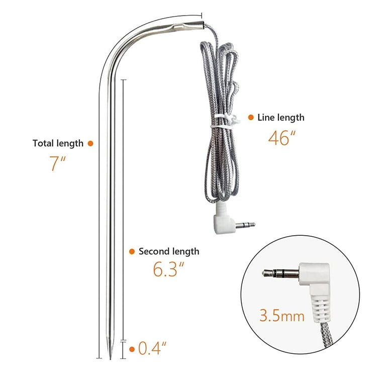 YAOAWE 2-Pack Replacement Meat Probe for Traeger Pellet Grill and Smoker,  3.5 mm Temperature Probe Fit for Traeger 