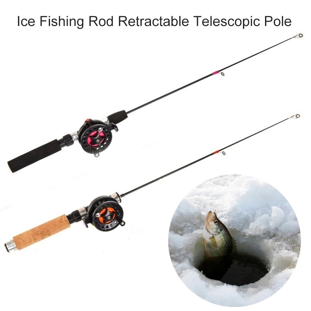 New Carbon Portable Winter Reels Retractable Pen Pole Ice Fishing Rods 