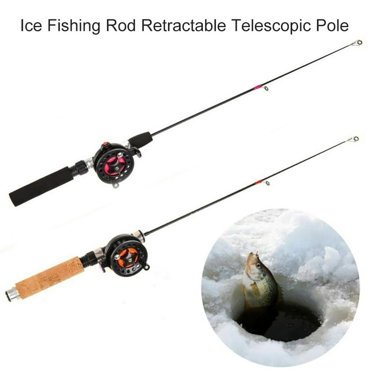 opvise Ice Fishing Rod Retractable Reel Telescopic Pole Stick for  Freshwater Saltwater 
