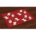thumbnail image 1 of Angel Placemats Set of 4 Christmas Comic Angels with Hearts Mythological Purity Innocence Cartoon Graphic, Washable Fabric Place Mats for Dining Room Kitchen Table Decor,Ivory Ruby, by Ambesonne, 1 of 4