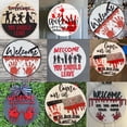 thumbnail image 5 of Featival Doorplate Halloween Round Hanging Wooden Door Wall Decorations Wooden Hanging Plaque Horror Welcome Sign 3D Sign 4, 5 of 8