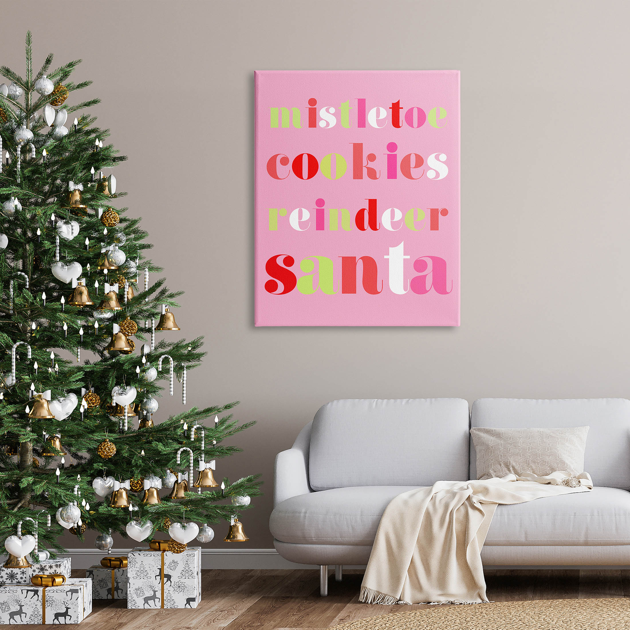 Mistletoe Cookies Reindeer Santa Bold Holiday Graphic Art Gallery Wrapped Canvas Print Wall Art