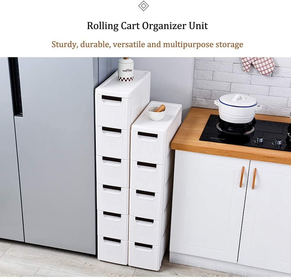 Beige Durable Plastic Drawers Organizer Cabinet Rolling with Wheels YiYa 4 Storage Drawers Cart 