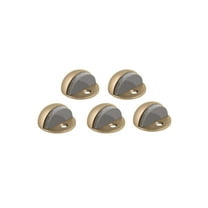 Dome Door Stop Wall Protectors with Rubber Stopper – Satin Brass Floor Mounted Door Stoppers 5-Pack – Design House, WM518187
