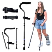 in-Motion Pro Crutches | Foldable Crutches| Crutches for Adults with Ergonomic Handles | Spring Assist Technology | Articulating Tips | Size Tall (5'10" - 7'1") | Charcoal Grey