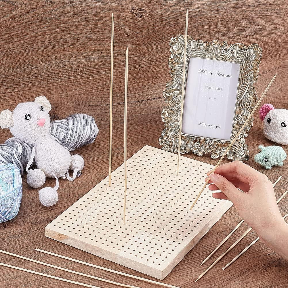 PH 12X8 inches Crochet Blocking Board Wooden Knitting Blocking Mat Granny Squares Blocking Board with 10pcs Wood Pins for Knitting and Crochet Projects Handcrafted Knitting for DIY