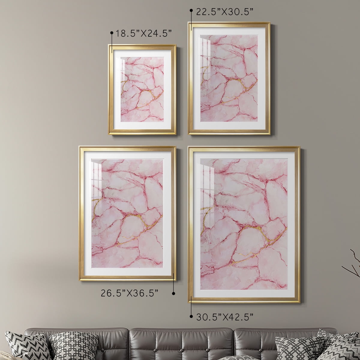 Wexford Home Rose Marble I Premium Framed Print, 18.5" x 24.5" - Ready to Hang, Gold (Set of 2)