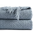 thumbnail image 6 of Battilo Bluish Grey Chenille Throw Blanket for Couch,Soft Knit Throws with Tassels for Living Room,50"x60", 6 of 8