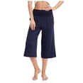 thumbnail image 2 of Capri Pants for Women 2025 Solid Color High Waisted Wide Leg Casual Loose Capris with Pockets Womens Cropped Pants, 2 of 8