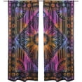 thumbnail image 2 of Indian Burning Sun Hippie Mandala Window Curtains - Gypsy Tye Dye Bohemian Sun Moon Beautiful Drapery Bedroom Living Room Balcony Valance Panels Purple, 2 of 6