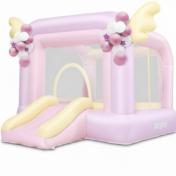Adnoom Inflatable Bounce House Commercial Kids Bouncy Castle for 2~8 Years, Jump House with Inflatable Slide, Great Birthday Gift for Babies, Toddlers, kids(without blower)