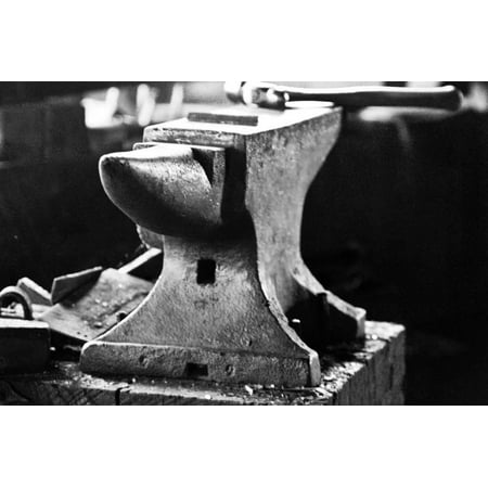 - Anvil in Blacksmith Metal Workshop Black and White Photograph Poster Print Wall Art