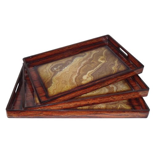 Cheungs Large Wooden Vanity Tray Set Set Of 3 Walmart Com Walmart Com