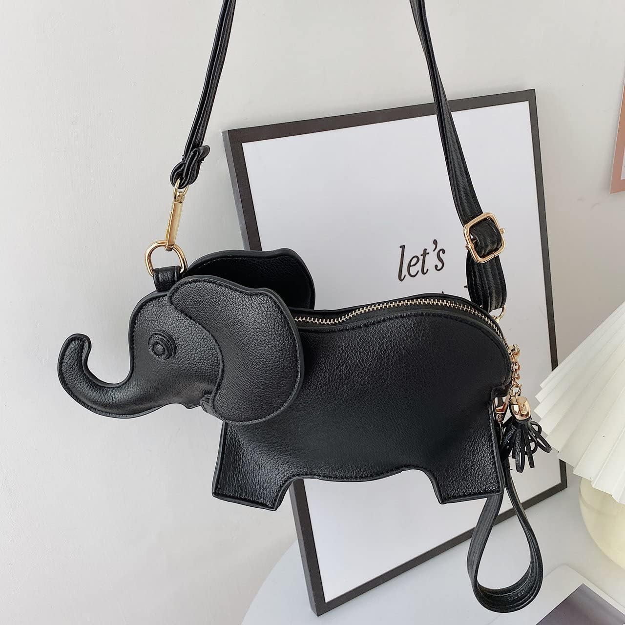 Elephant Shaped Crossbody Bag for Women Shoulder Handbag PU Leather Wristlet Clutch Purse