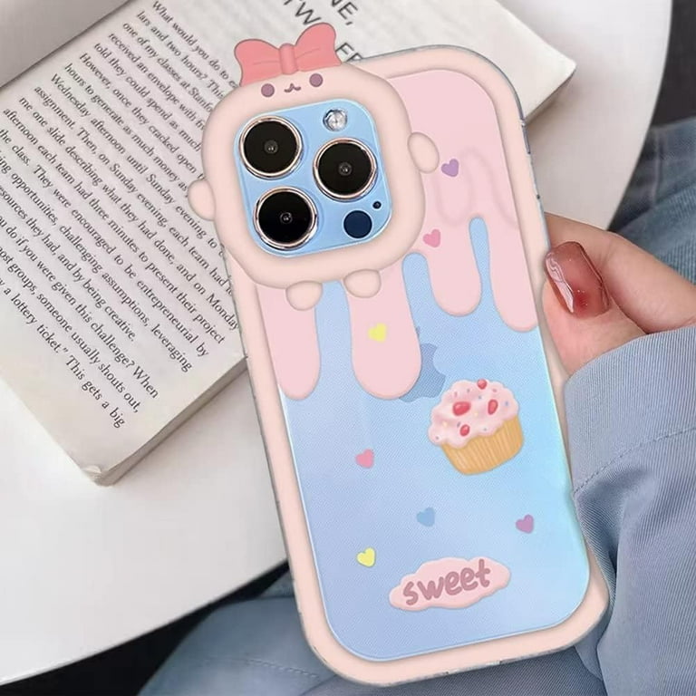 Cartoon Ice Cream Cake Phone Case with Bow Knot Cutie Camera