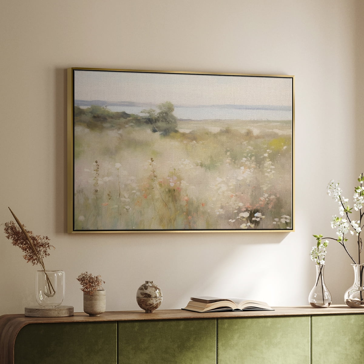 Vintage Landscape-I By Wexford Home Framed in Gold Wood Gallery Wrapped Canvas 17 in. x 25 in.