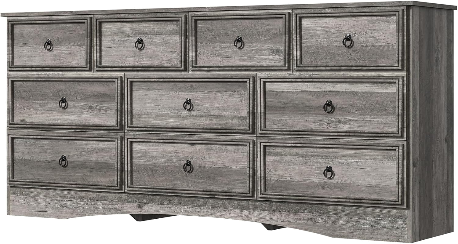 Frmobepts 10 Drawer Dresser for Bedroom, Dresser TV Stand, Chest of Drawers for Storage and Organization, Gray