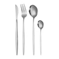 thumbnail image 3 of Juego de 4 cubiertos de cocina de acero inoxidable multifuncionales, cuchillos, tenedores y cucharas para fiestas de cumpleaños y festivales. Plata, 3 of 9