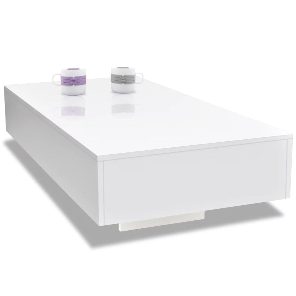 Kepooman Modern High Gloss Rectangular Accent Tea Side Table for Living Room, 45.3" x 21.7" x 12.2", White Kepooman Modern High Gloss Rectangular Accent Tea Side Table for Living Room, 45.3" x 21.7" x 12.2", White