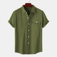 thumbnail image 4 of Mqqzkk Men's Button-Up Shirts Plus Size Short Sleeve Laple Collar Tees Pocket Comfoy Soft Formal Shirt With Pockets, 4 of 8
