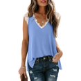 thumbnail image 1 of Womens Tank Tops V Neck Lace Side Split Summer Sleeveless Tops, 1 of 5