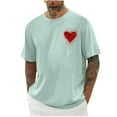 thumbnail image 2 of Momasggi Big and Tall Graphic Tees for Men Loose Fit Drop Shoulder Short Sleeve Shirt Fashion Heart Print Crewneck T-Shirts Casual Summer Tshirts Mint Green 2XL, 2 of 4