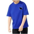 thumbnail image 2 of BRGZLK Children's Clothing Boys Girls Summer Cute Letter Print Round Neck T-Shirt Outdoor Daily Short Sleeved Top Blue 9-10 Years, 2 of 3
