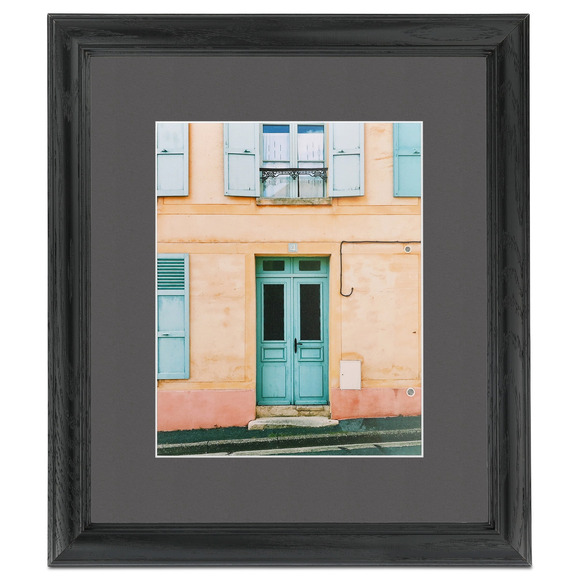 ArtToFrames 22x28" Matted Picture Frame with 18x24" Single Mat Photo Opening Framed in 1.25" Black Stain on Solid Red Oak and 2" Charcoal Mat (FWM-4083-22x28)