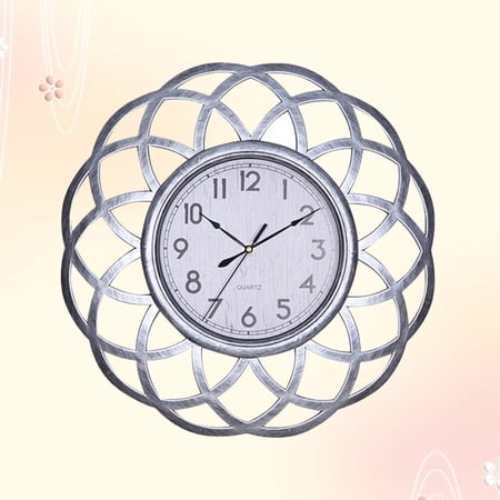 Mobutofu Mute Retro Wall Clock Silver PVC 1Pack for Living Room Bedroom Kitchen