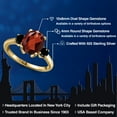 thumbnail image 2 of Gem Stone King 3.34 Ct Oval Red Garnet Black Diamond 18K Yellow Gold Plated Silver Ring, 2 of 6