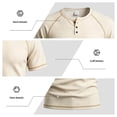 thumbnail image 7 of Men's Short Sleeve T-ShirtWaffle Henley , Contrast Stitching Raglan Sleeve Breathable Summer Casual Top,Khaki,L, 7 of 7