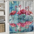 thumbnail image 6 of Orinice  Animal Shower Curtain, Flamingos Love Birds Feather Romance Brushstroke Splash Watercolor Effect, Cloth Fabric Bathroom Decor Set with Hooks,  36x72, 6 of 7