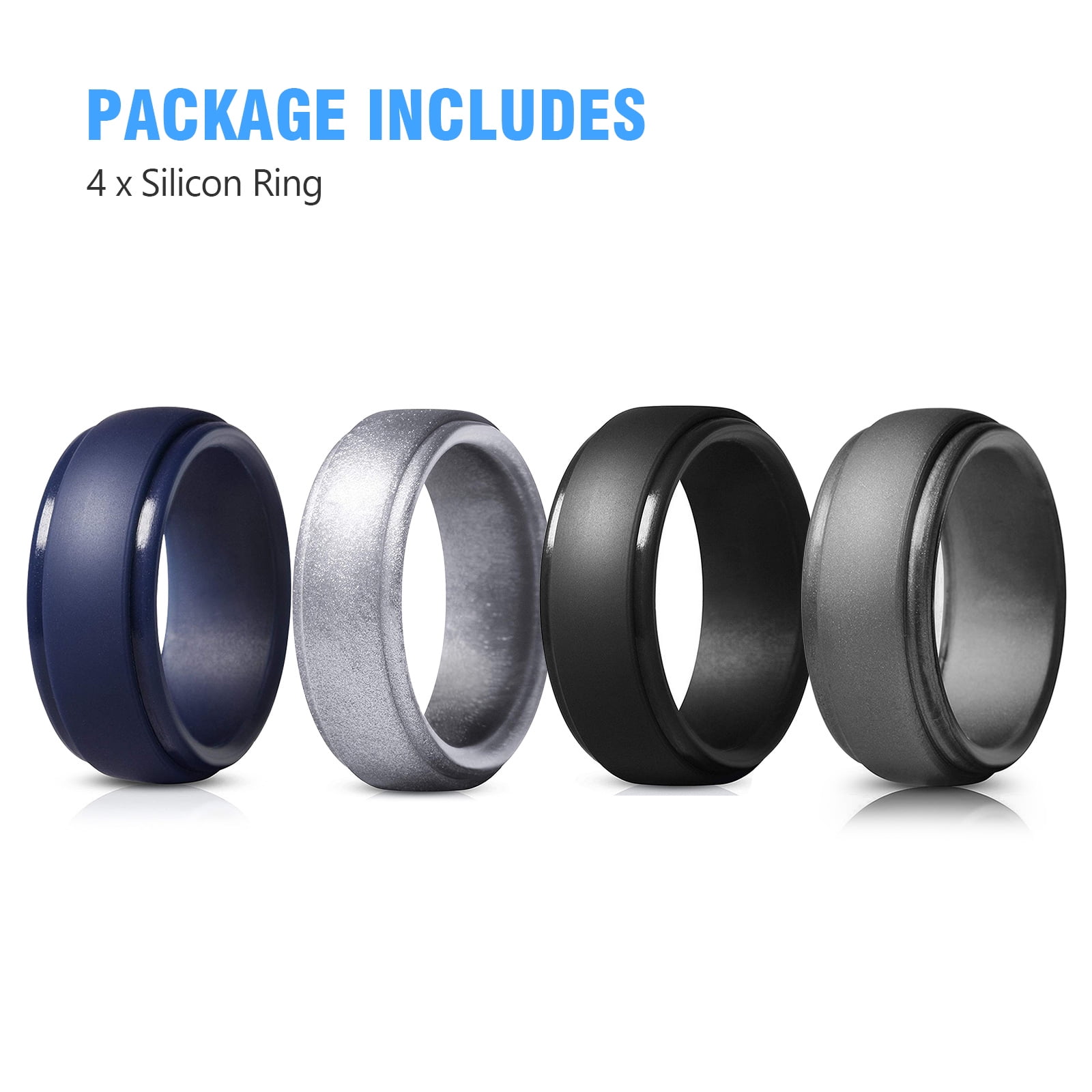 Mens 9MM Rubber Silicone Wedding Band Ring OEM Flexible Hypoallergenic Size 11