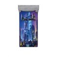 thumbnail image 2 of Ambesonne Colorful Fitted Sheet & Pillow Sham Set, Cityscape Kuala, Queen, Multicolor, 2 of 3