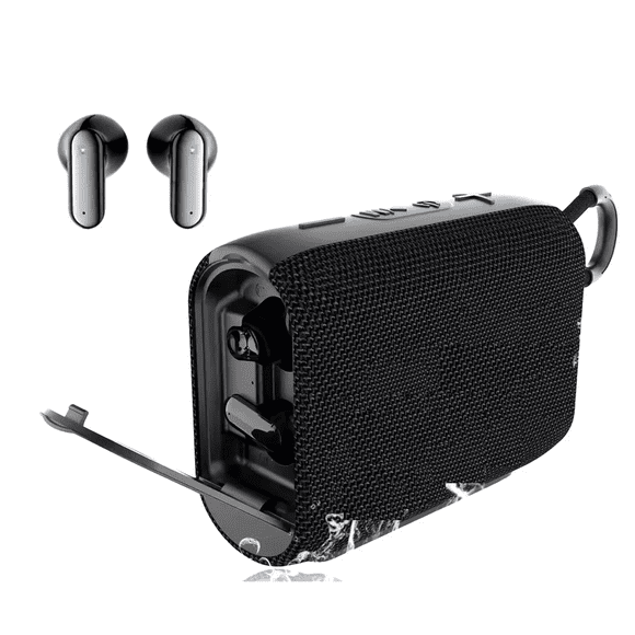 2 En 1 Bocina Bluetooth Portátil Con Audífonos Inalámbricos negro