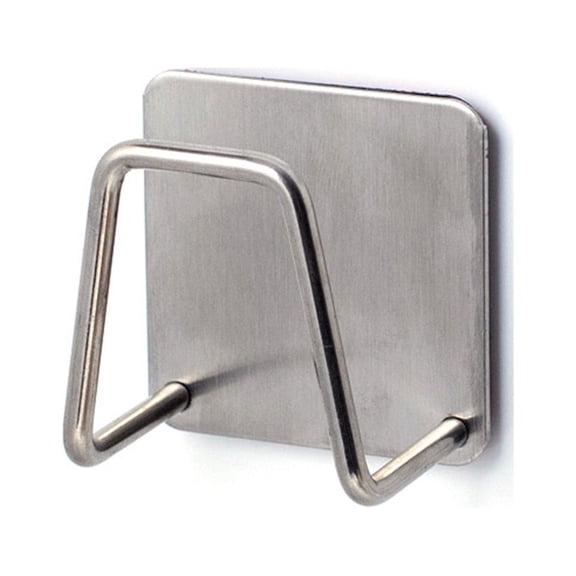 BSJJY Adhesive Sponge Holder for Kitchen Sink, SUS304 Stainless Steel Scrubber Hanger Caddy Accessories Storage Rack Stand for Scratch Scrub Dishcloth Dishrag Exfoliator Strainer Stopper, 1pc