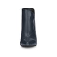 thumbnail image 5 of BLISSFUL STEP Women's Pointed Toe Zipper Wedge Heel Ankle Booties Navy Blue (Size 7), 5 of 5