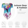 thumbnail image 4 of Cauagu Combishort d'Été Tropical Flamant Rose Col Rond Manches Courtes pour Femmes - Moyen, 4 of 7