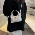 thumbnail image 4 of Bolso de hombro pequeño de lona para mujer, bandolera pequeña informal de Color sólido, tamaño libre, color blanco, 4 of 8