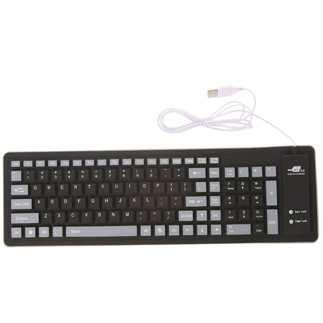 Shisuyan 1Pc 103 Key Silicone Keyboard Foldable Silicone Keypad USB Wired Keyboard Silicone Protective Key Shield (Black)