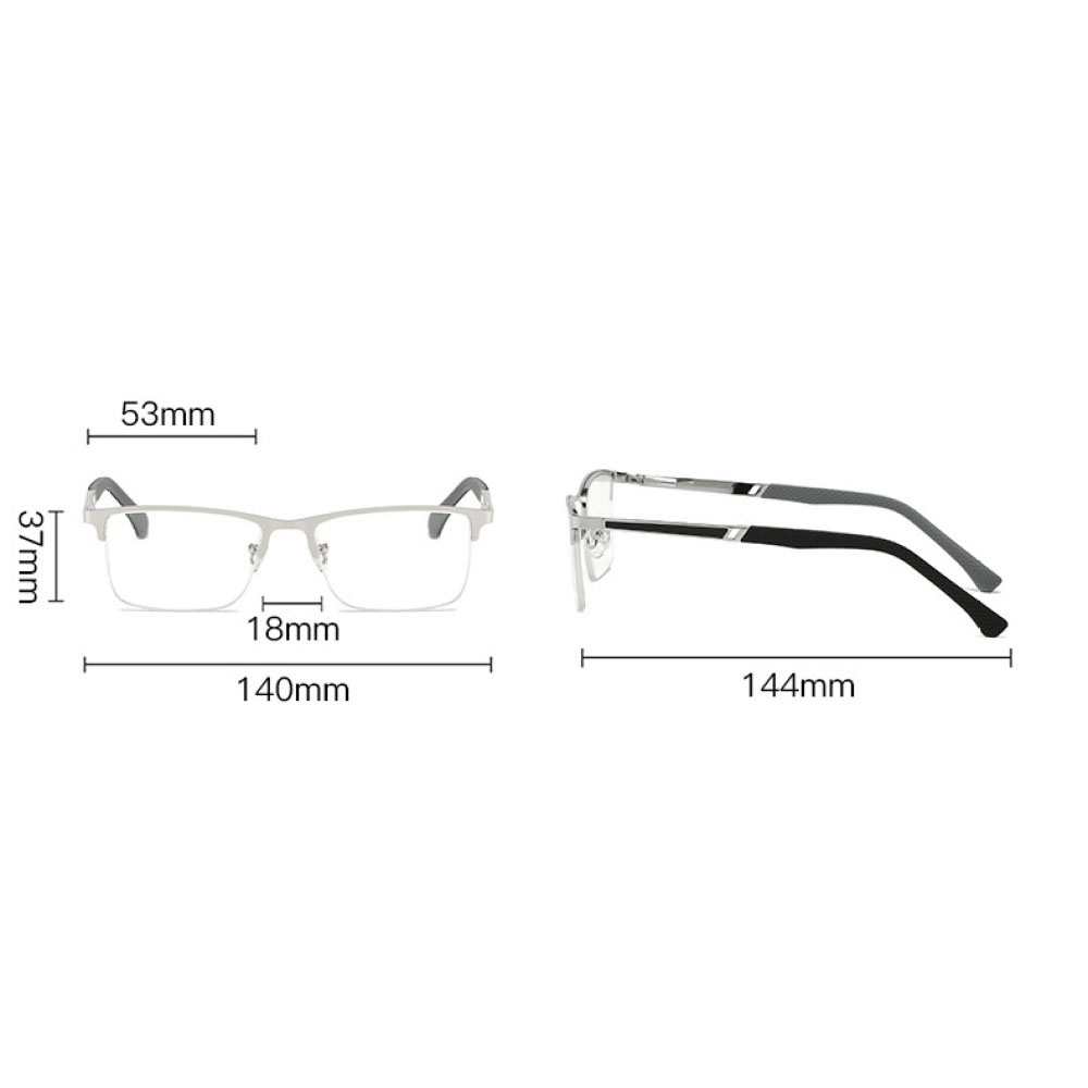 2 Pairs of Men Anti-blue Light Business Reading Glasses 4.00 Fashion Spring Hinge Metal Readers +4.00 Strength