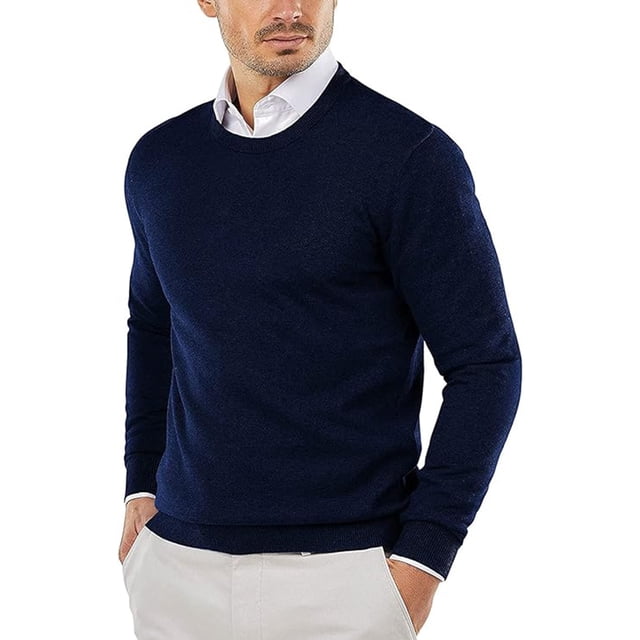 Jersey de cuello redondo para hombre Jersey de punto Jersey de invierno de punto fino para hombre (XXXL)